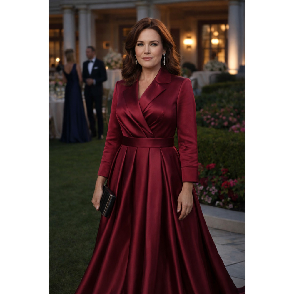 Satin Pleated Formal MOTB Ball gown Size 22 Cranberry Wedding Polished Black tie